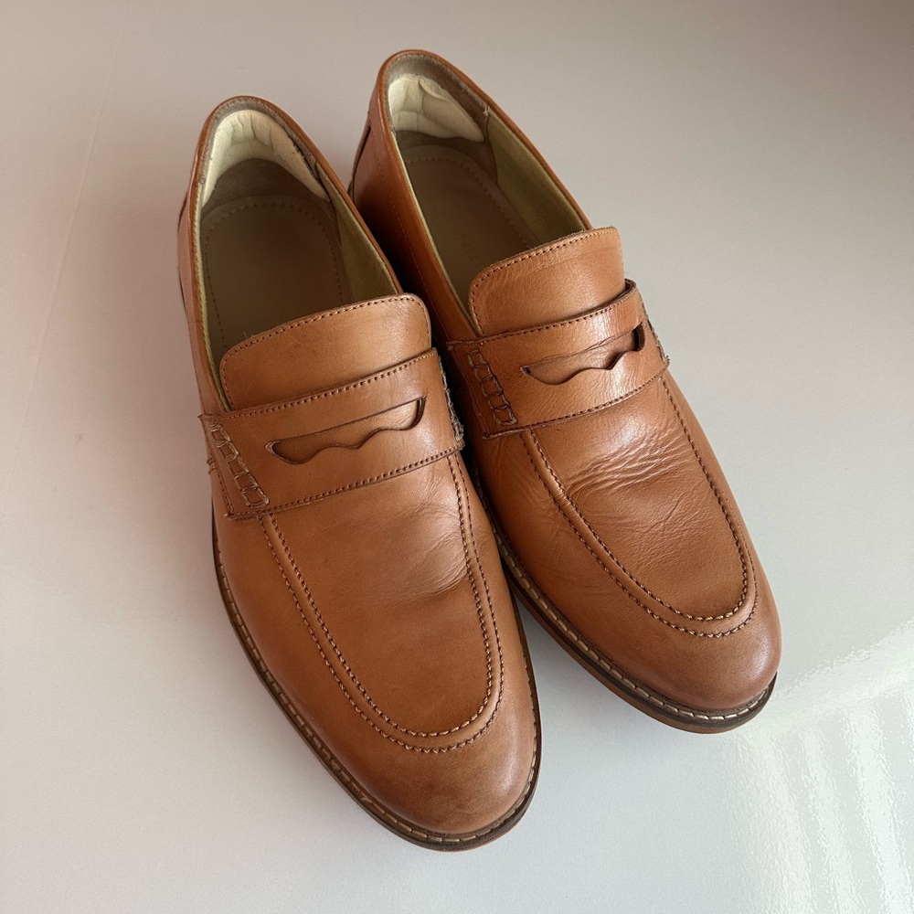Men's Tan Leather Slip-On Loafers